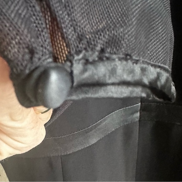Talbots black dress sheer long sleeves, satin ribbon @ waist simple & elegant - Picture 4 of 10